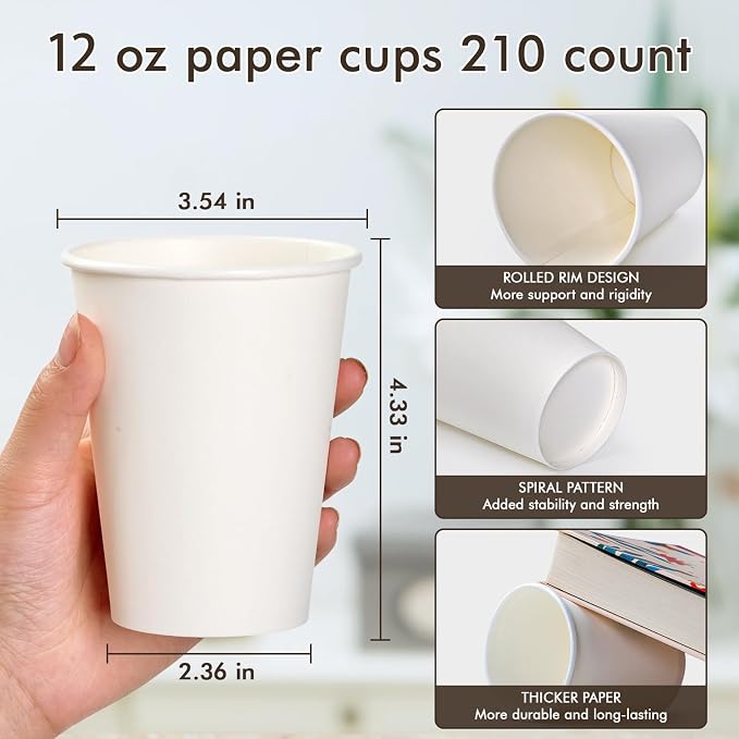 TV TOPVALUE 12 oz Paper Coffee Cups, Drink Dispensers - Image 3