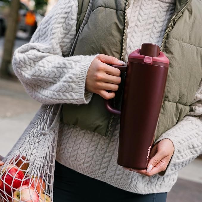 Owala FreeSip Tumbler Stainless Steel Water Bottle 40 oz Black Cherry | - Image 7