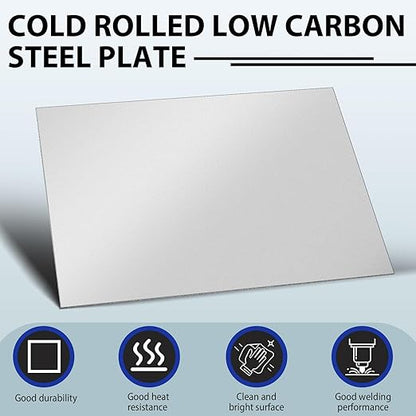 2 Pcs 16 Gauge Mild Metal Steel Sheet Plate Weldable Carbon Cold Panels Square Rolled for Outside Industrial DIY Weld Accessories, Easy Formability Smooth Surface (16 x 12 Inch)