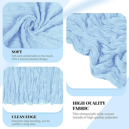 3 Pack Baby Blue Cheesecloth Table Runner, 17 x 108 Inch, Gauze Cheese Cloth - Image 4