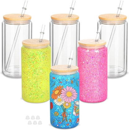6 Pack 16 Oz Sublimation Snow Globe Tumbler, Snow Globe Cups by Micellwuu
