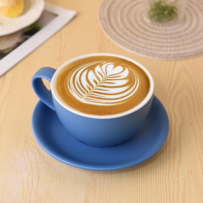 Yundu Ceramics Latte Cup and Saucer - 10 oz - Image 2