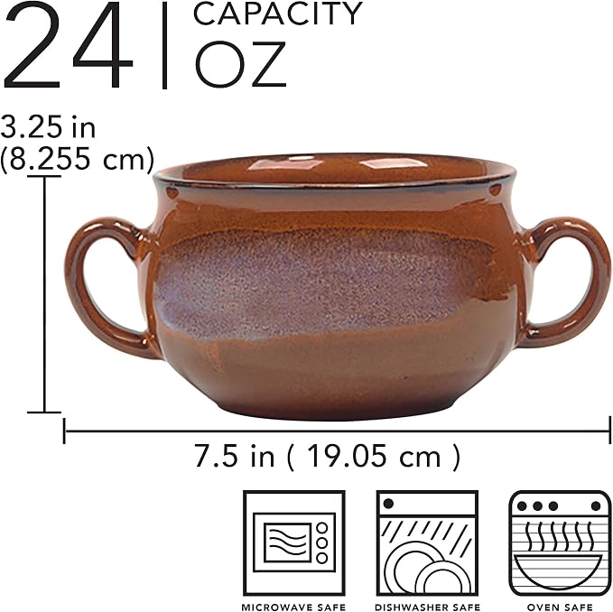 Stoneware 24oz Reactive Glaze Soup Crocks Set of 4: Perfect - Image 3