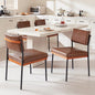 Modern Dining Chairs Set of 4, Kitchen Chairs with Thick Cushions and Adjustable Foot Pads, Upholstered Faux Leather Dining Room Chairs with Sturdy Metal Legs,Coffee