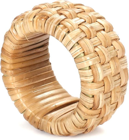 Lightnpro Natural Rattan Decorative Napkin Rings Set of 12, Serviette Napkin Rings Bulk for Party Decoration, Table Top Décor for Dinning Table, Everyday, Christmas, Easter Family Gatherings