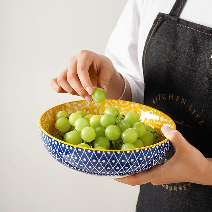 Selamica Ceramic 50 Ounce Pasta Bowls Set of 4, 8.6 Inch Large Salad Bowls - Image 6
