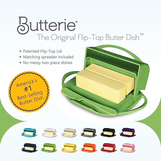 Flip Top Butter Dish with Attached Lid & Matching Knife - Image 8