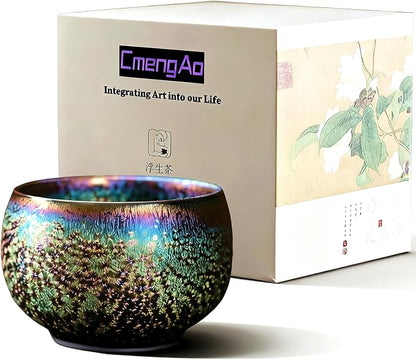 Jianzhan Ceramic Tea Cup with Peacock Glaze, 6.5 oz | Chinese Style, by CmengAo