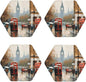 4Pcs Leather Coaster for Drinks London Impression Cup Coasters Aesthetic Drink by WSOIHFEC