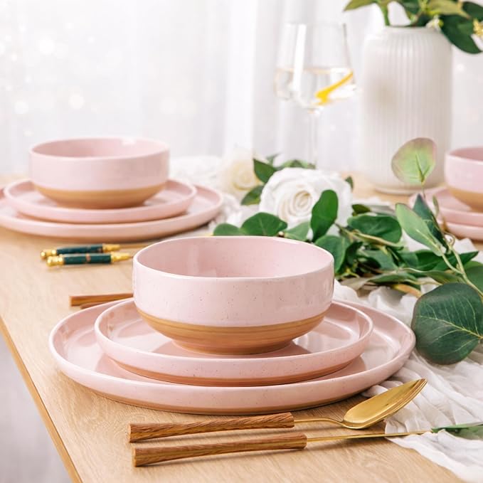 AmorArc Dinnerware Sets for 4, 12 Pieces Ceramic Plates and Bowls Set | Scratch - Image 6
