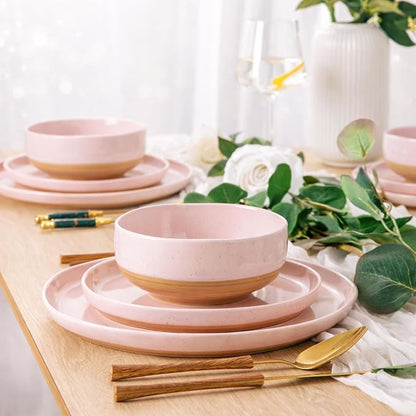 AmorArc Dinnerware Sets for 4, 12 Pieces Ceramic Plates and Bowls Set | Scratch - Image 6