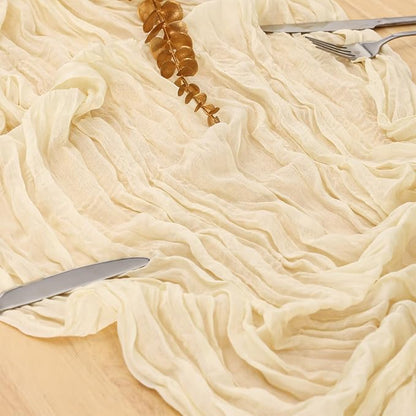 6 Pack Ivory Cream Cheesecloth Table Runner 120 Inch Boho Wedding Decor | - Image 6