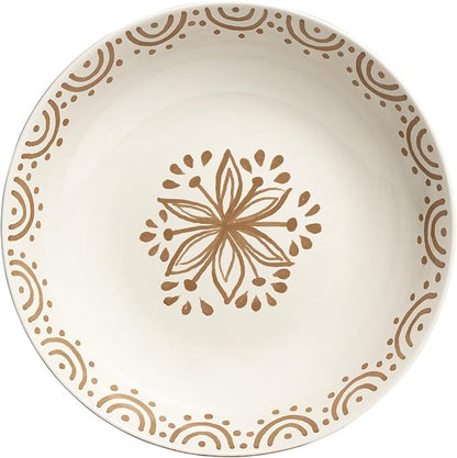 Sango 4-Piece Speckled Stoneware Pasta Bowl Set- Wide Shallow Dinner Bowls - Image 9