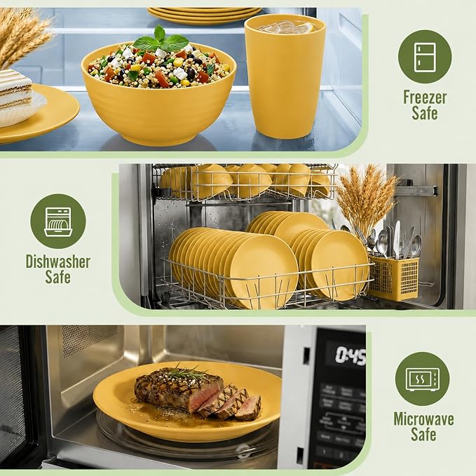 40 Piece Wheat Straw Dinnerware Sets - Image 6