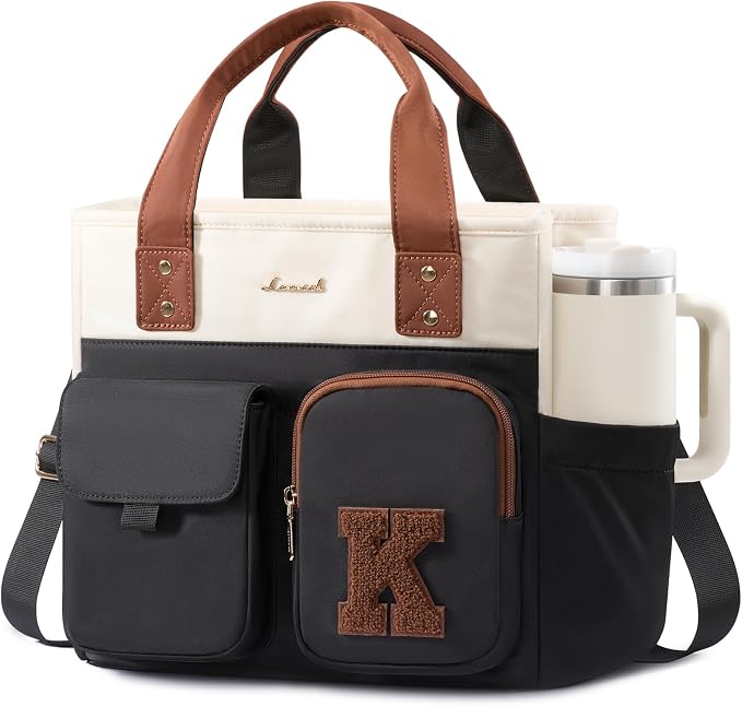 LOVEVOOK Insulated Lunch Bag for Women, Trendy Varsity Chenille Letter Lunch by LOVEVOOK
