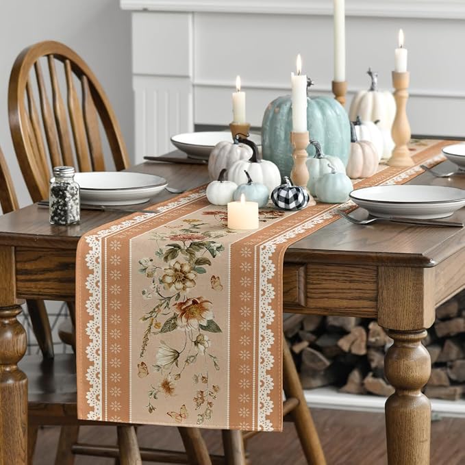 Artoid Mode 210 GSM Fall Table Runner 13x72 Inch Home Party Decor | Orange - Image 3