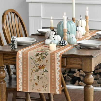 Artoid Mode 210 GSM Fall Table Runner 13x72 Inch Home Party Decor | Orange - Image 3