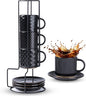 GBhome 6 OZ Stackable Coffee Mugs Set of 4, Ceramic Espresso Coffee Cups | by GBhome