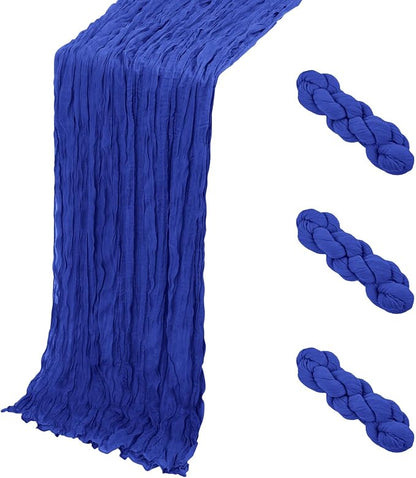 3 Pack Royal Blue Cheesecloth Table Runner, 17 x 108 Inch, Gauze Cheese Cloth by Yorcari