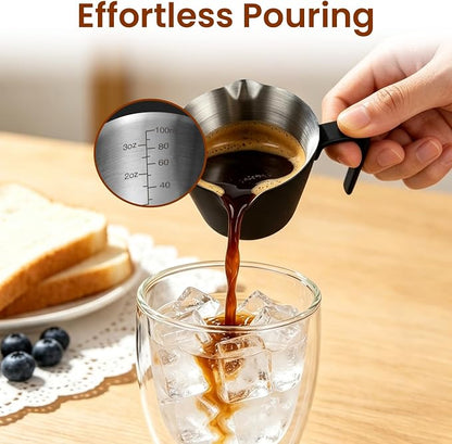 2 Pc Stainless Steel Espresso Shot Cups, 3.4oz/100ml, V-Shaped Mouth - Image 2