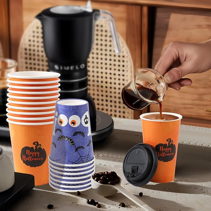 Tamone 100 PACK Halloween Cups 16OZ Disposable Coffee Cups - Image 6