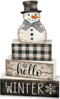 Moucuny 4 Pcs Snowman Christmas Decor Winter Table Decorations Christmas Tiered by Moucuny
