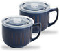 Ceramic Soup Bowl with Handle & Lid, 32oz Microwave Ramen Bowl Set of 2 | by Hoilse