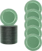 100 PCS Antique Charger Plates Bulk, 13 Inch Round Textured Edge Plastic Dinner Chargers, Bulk Plastic Charger Plates Set for Wedding, Party, Table Decor (Green)
