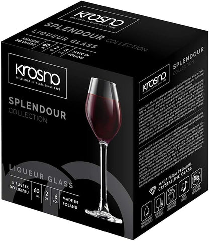 Krosno Grappa, Schnapps & Liqueur Glasses | 6-Piece Set | 2.0 oz | Splendour Collection | Vodka Shot Glasses | For Home, Restaurants & Parties | Dishwasher Safe | Lead-Free Crystal Glass