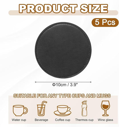 uxcell 5Pcs PU Leather Coasters - Image 2