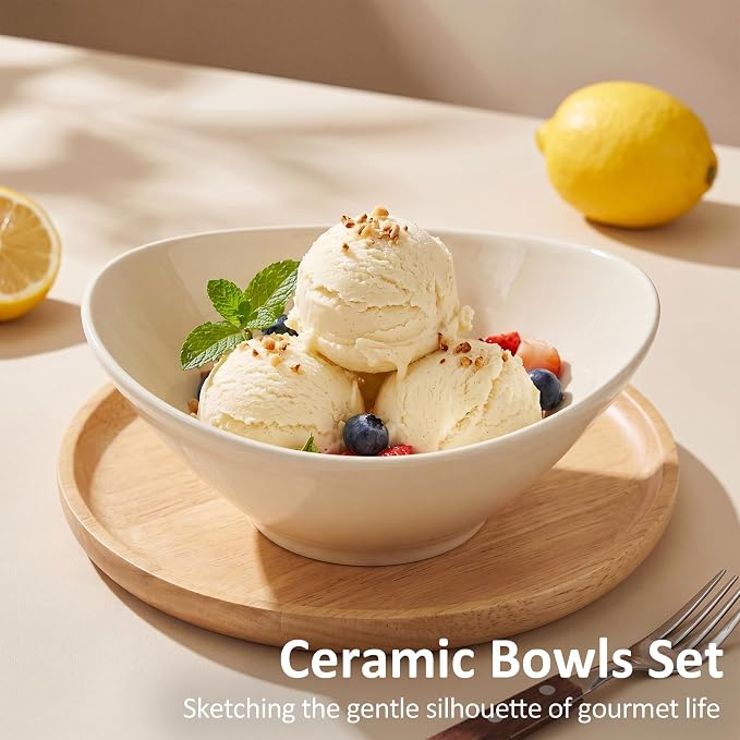 Teocera 6 Inch Ceramic Breakfast Bowls Set of 6, 10 Ounce Small Yogurt Bowls - Image 3
