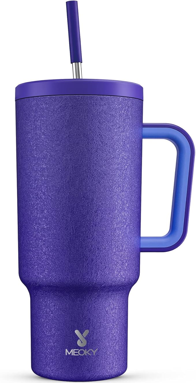 Meoky 40oz Tumbler with Handle, Leak-proof Lid and Straw, Insulated Coffee Mug by MEOKY
