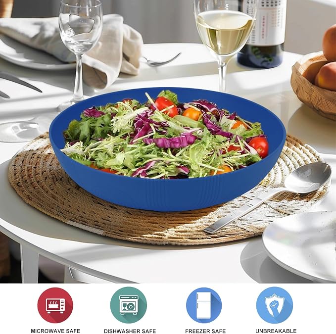 65oz Wheat Straw Large Salad & Soup Bowls Set of 2, Unbreakable, Microwave & - Image 5