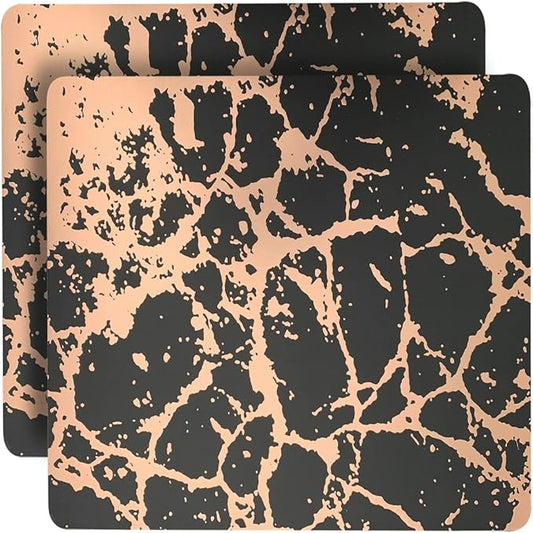 Dainty Home Black Rose Gold Marble Square Cork Placemats - Heat Resistant Placemats, Non-Slip, Easy Clean Placemats for Elegant Dining - 15"x15" Set of 2 - Perfect for Stylish, Modern Homes