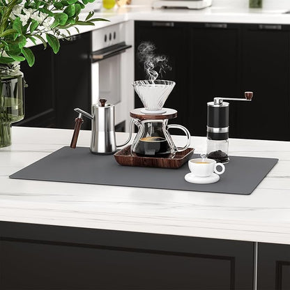 2-Pack Extra Thick Silicone Counter Mats - 24”x16” Large Heat Resistant Kitchen Countertop Protector, Non-Slip Hot Pad Trivet for Air Fryer, Hot Pots & Pans, Coffee Maker(Grey)