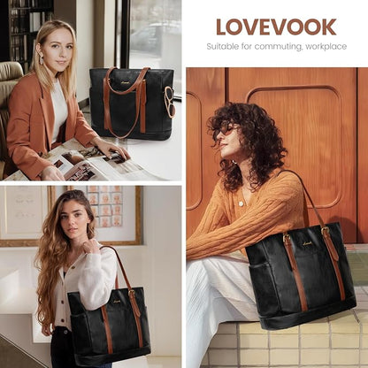 LOVEVOOK Laptop Tote Bag for Women, Leather Work Computer Briefcase Bag | Large - Image 8