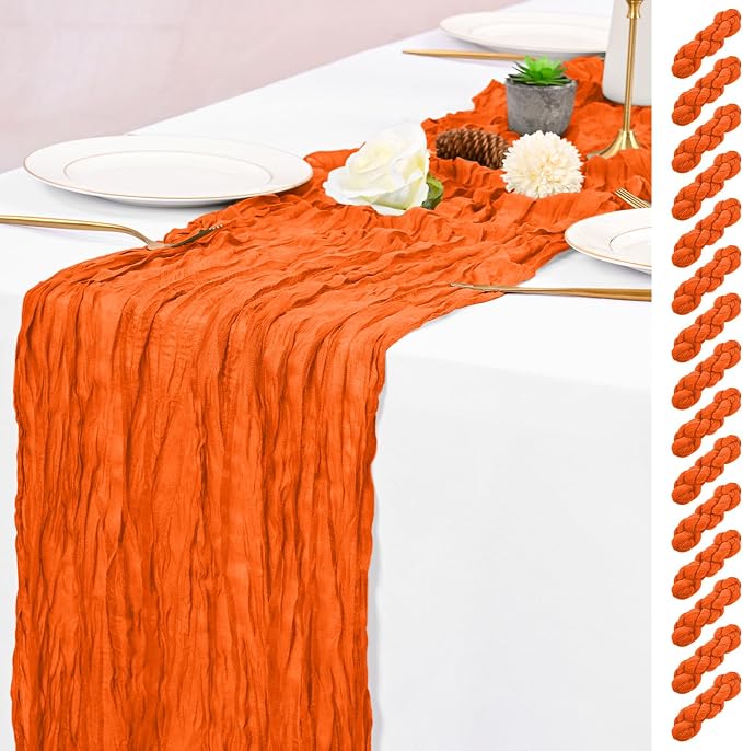 15 Pack Orange Fall Table Runner 17 x 108inch Cheesecloth Table Runner Boho by Lumaycens