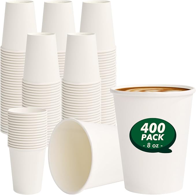 8 oz Coffee Cups 400 Pack, Disposable Hot Paper Cups | Leak-proof, Thickened by CELLURA