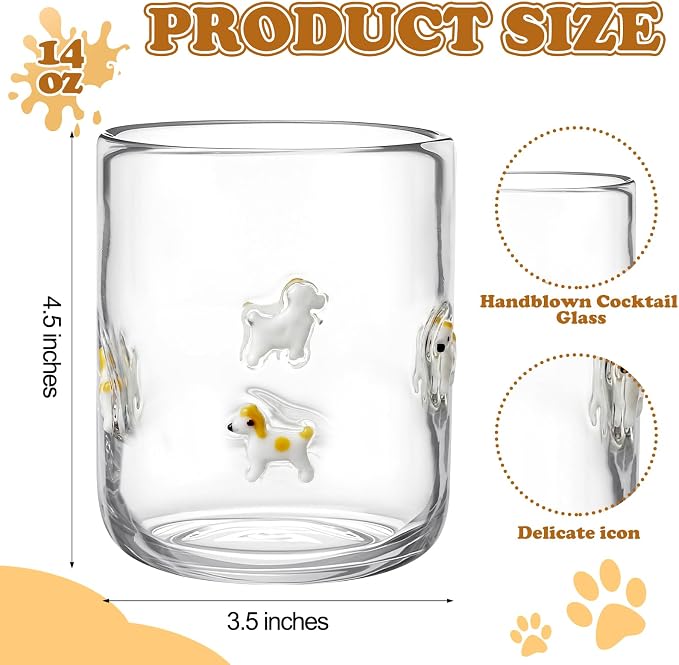 Skylety 2 Pack Puppy Icon Juice Glasses, Coquette Aesthetic Glass Cups - Image 2