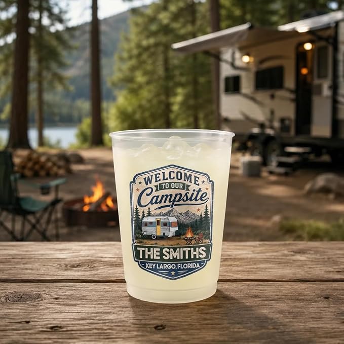 Welcome To Our Campsite Personalized Plastic Cups, Summer Camping Gifts - Image 8