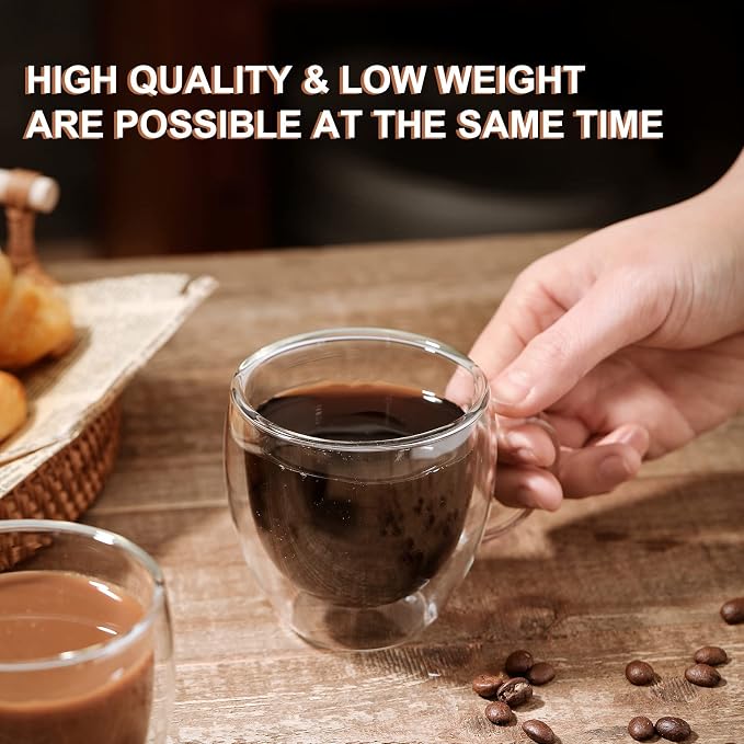 KitchenTour Insulated Coffee Mug 6 oz- Double Wall Glass Coffee Cup - Image 4