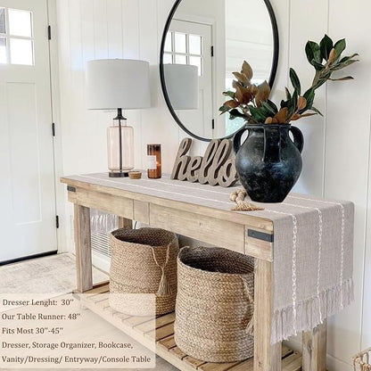 Coffee Table Runner 15x 48 inches Long, Wide Farmhouse Neutral Table Cover Short - Image 6