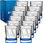 Personalized Square Shot Glasses Set of 12 Blue Bottom 2oz Engraved Initial and Name Custom Gifts, Weddings, Birthdays, Party, Event, Decorations