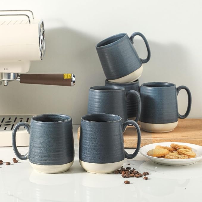 HASENSE Porcelain Coffee Mugs Set of 6, 15 Ounce Large Ceramic Coffee Cups Set - Image 5