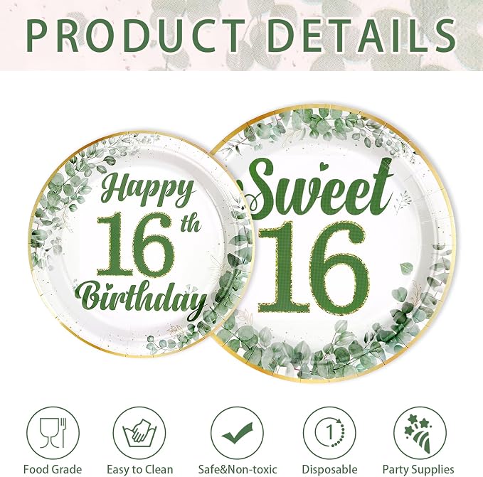 250 Pcs Sage Green Sweet 16 Party Decorations, Serves 50 | Sage Green 16th - Image 5