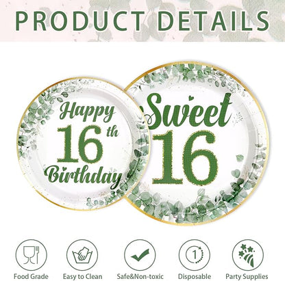 250 Pcs Sage Green Sweet 16 Party Decorations, Serves 50 | Sage Green 16th - Image 5