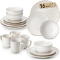 MALACASA 16 Pieces Dinnerware Set, Farmhouse Style Stoneware Plates and Bowls by MALACASA