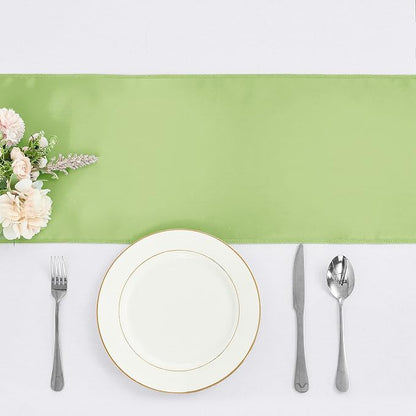 4-Pack Green Satin Table Runner 12 x 108 Inch Long Bright and Smooth Silk - Image 2