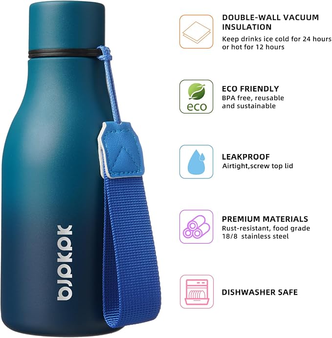 BJPKPK 12oz Insulated Water Bottle, Stainless Steel Bottle - Image 2