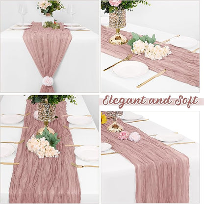 8 Pack Dusty Pink Cheesecloth Table Runners 20x120 Inch Gauze Table Runner - Image 4